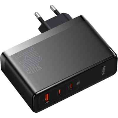 Зарядний пристрій Baseus 2xUSB-C 140W + 1xUSB GaN + cable USB-C to USB-C black (CCGP100201) Вінниця