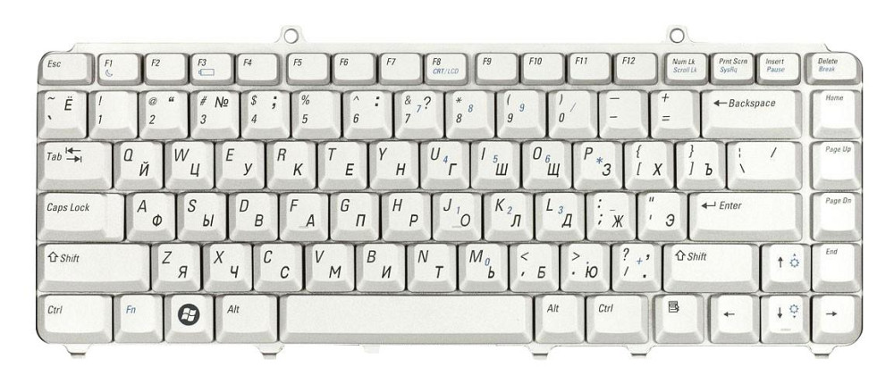 Клавиатура для ноутбука Dell Inspiron (1420, 1525, 1540) Vostro ( 1400, 1500) Silver, RU/EN Вінниця - фото 2