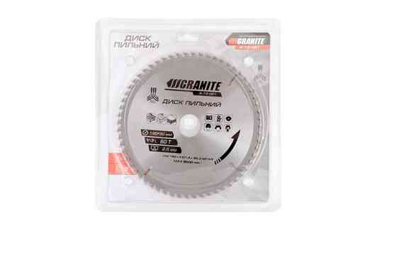 Диск пильный GRANITE для дерева с твердосплавными напайками 190х30х60Т 8000 об/мин 5-19-061 Ровно