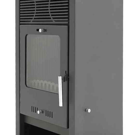 Піч-камін на дровах Hosseven CELINE 7,5 кВт сталева буржуйка з чавунною топкою панорамне скло верхній димохід Турція Київ