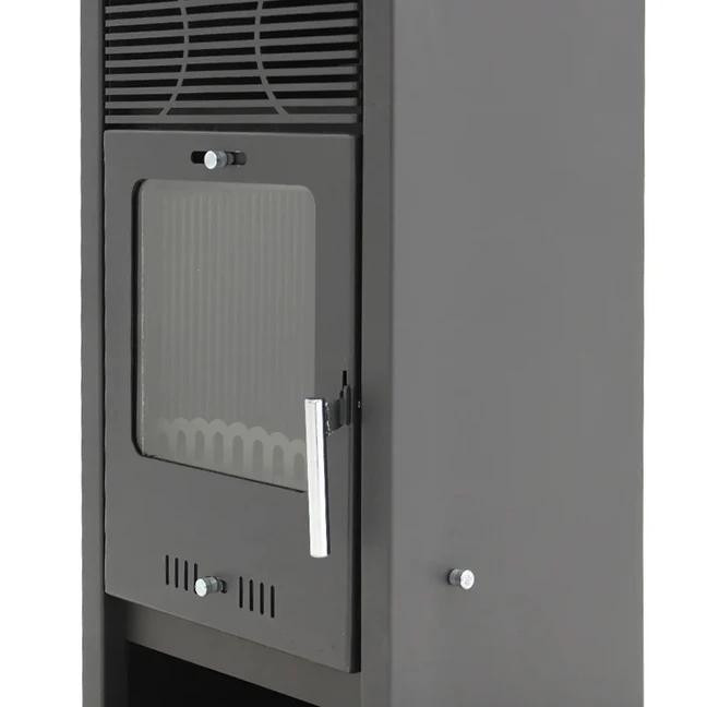 Піч-камін на дровах Hosseven CELINE 7,5 кВт сталева буржуйка з чавунною топкою панорамне скло верхній димохід Турція Тернопіль - фото 3