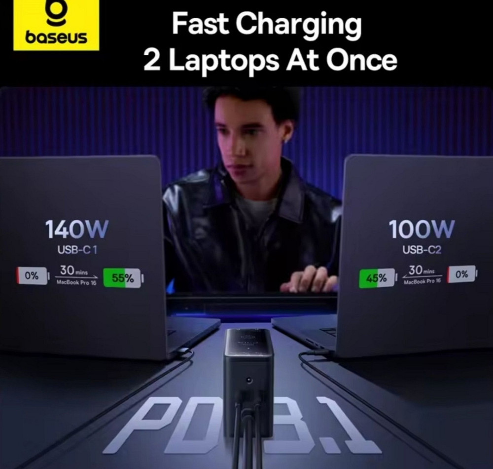 Зарядний пристрій Baseus 240 Вт DigitalGaN Desktop Fast Charger 3C+ Київ - фото 7