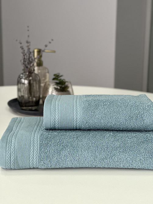 Комплект махрових рушників IDEAL TEXTILE Легкий бриз 50х90 + 70х140 см 450 г/м2 100% бавовна Лазуров Чернівці - фото 6