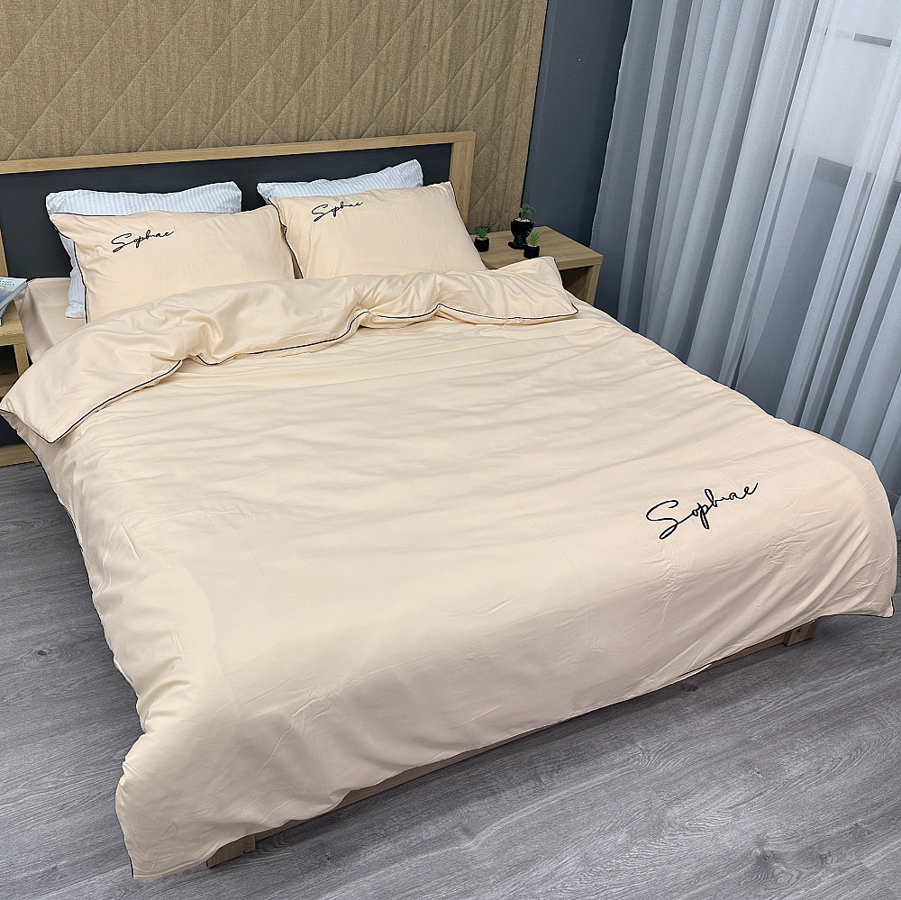 Комплект постільної білизни Сатин, Двоспальний 180х220 Айворі (88-147) Київ - фото 2