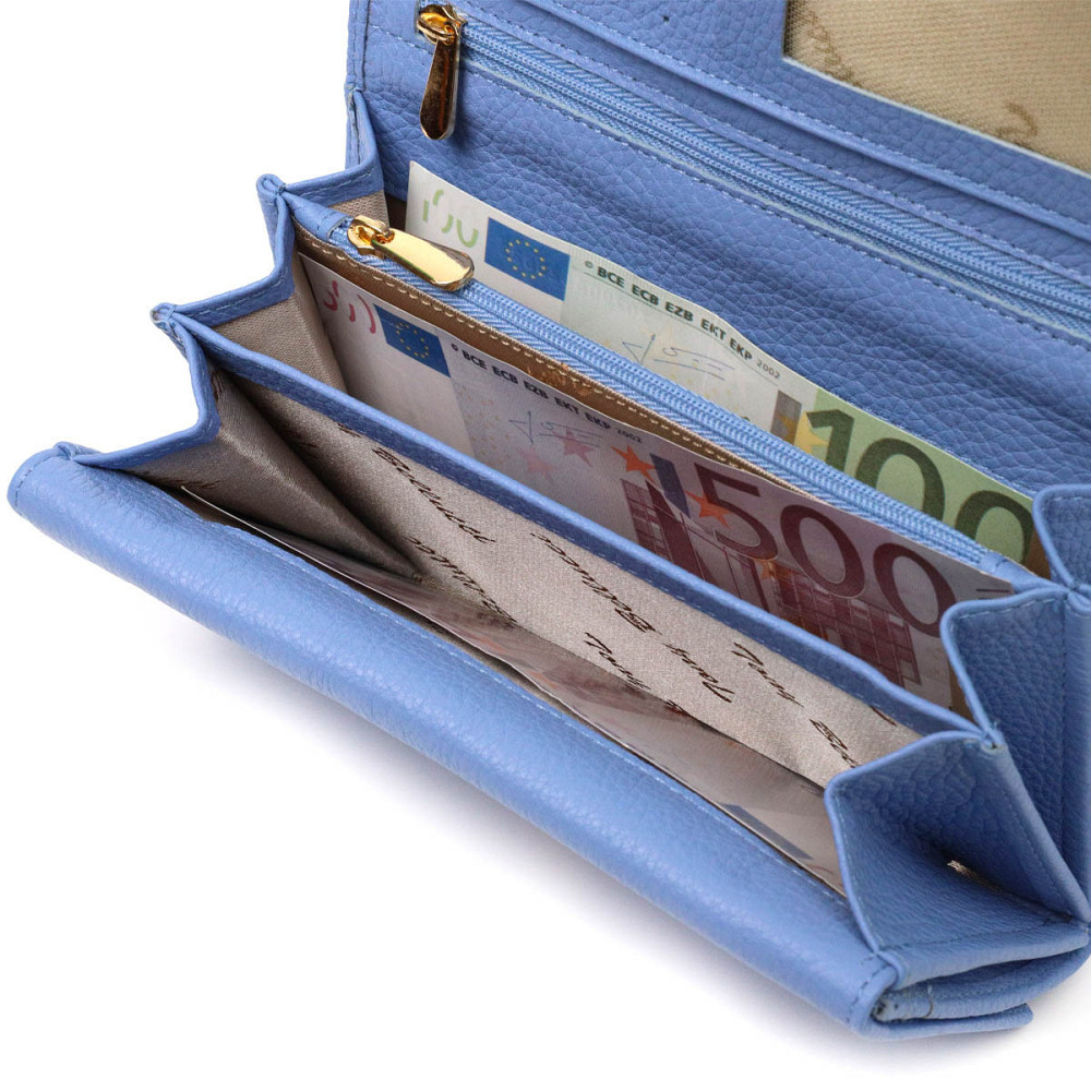 Красивый женский кошелек с большим количеством отделений из натуральной кожи Tony Bellucci 21962 Голубой Киев - изображение 7