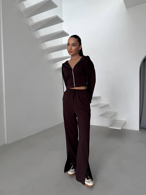 Женский повседневный костюм двойка турецкая петля Шоколадный, 46/48 Одесса - изображение 9