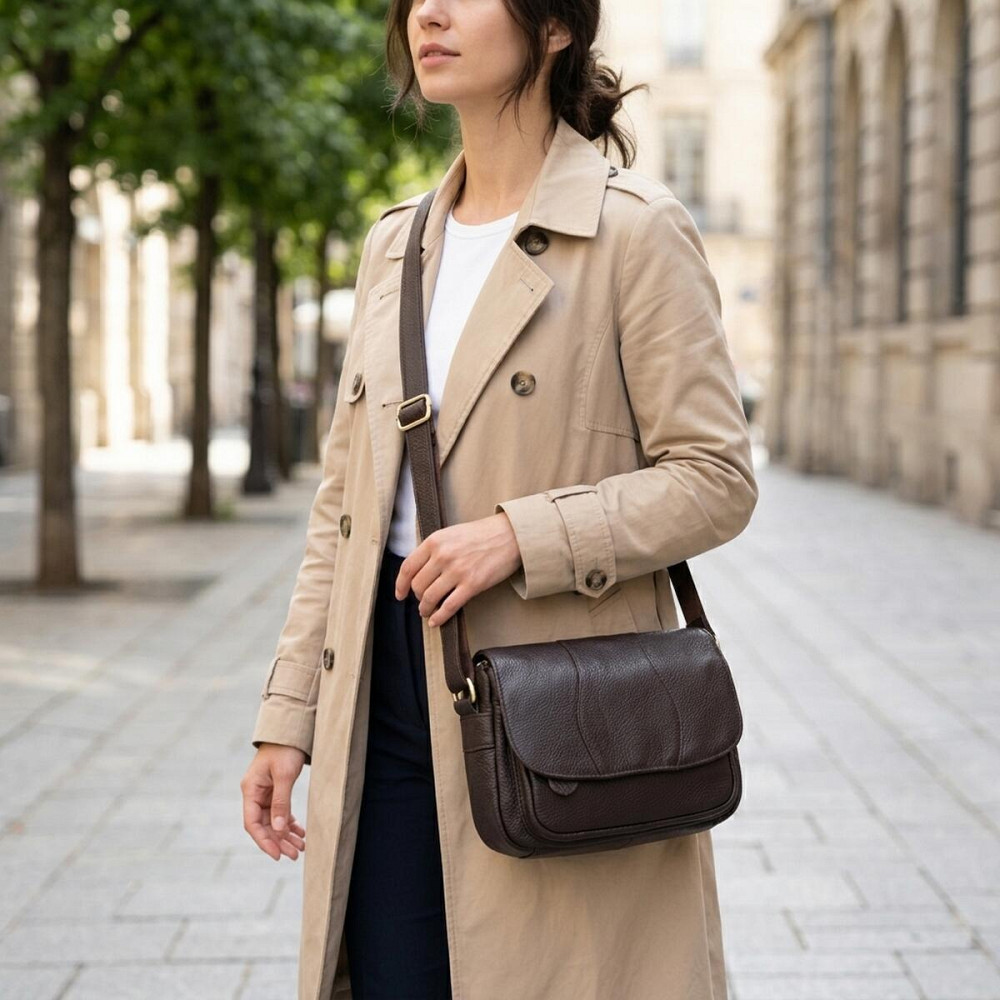 Сумка з натуральної шкіри для жінок Vintage 22973 Коричневий Київ - фото 12