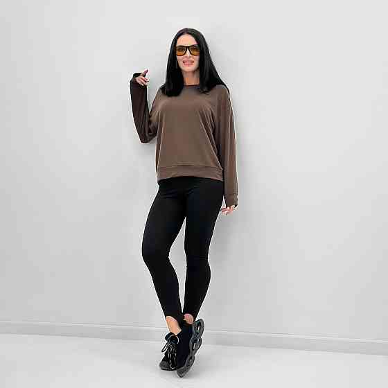 Базовий світшот із двонитки "Kaplan" оптом  Норма та батал 54-56, Шоколадний Київ