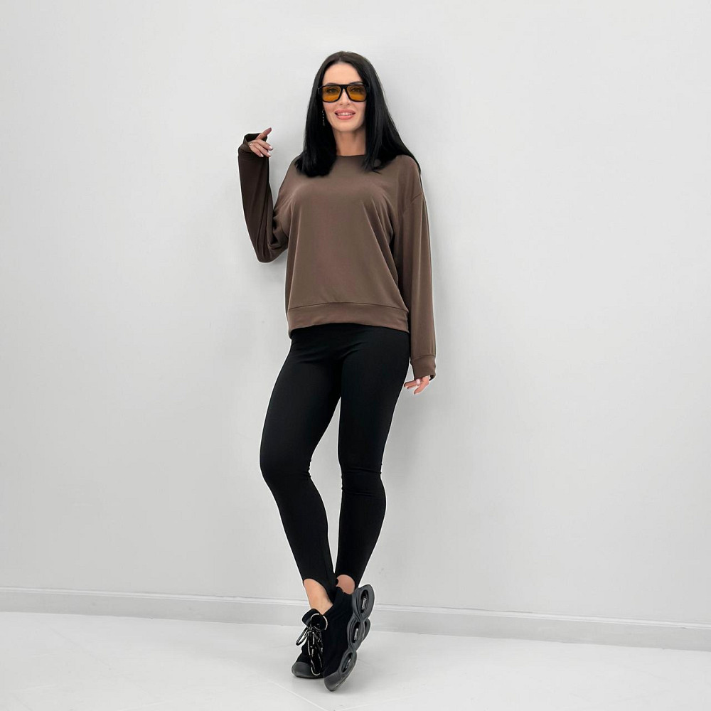 Базовий світшот із двонитки "Kaplan" оптом  Норма та батал 54-56, Шоколадний Київ - фото 2