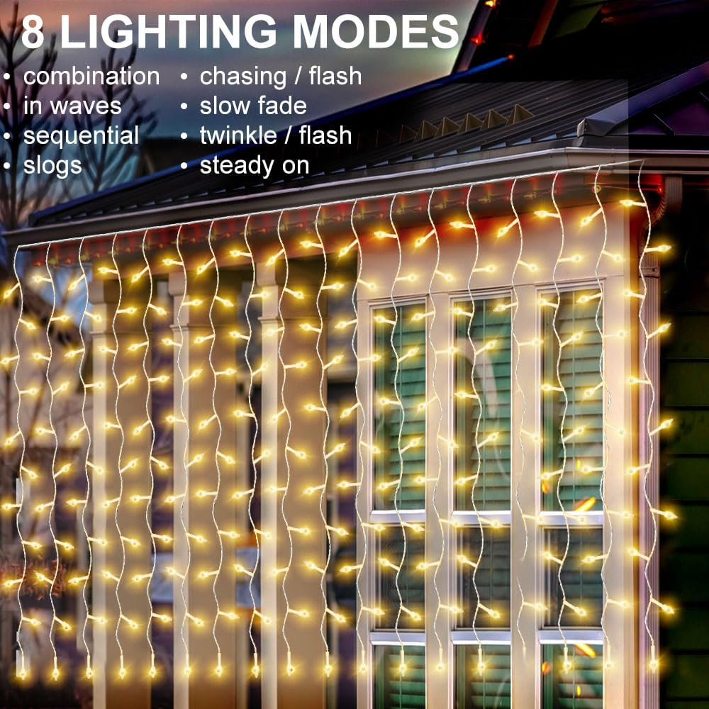 LED гірлянда-бурульки 3×1 м — тепле каскадне світло, що створює атмосферу свята будь-де на батарейках Київ - фото 9