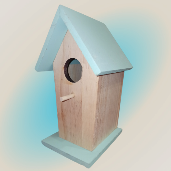 Деревяный домик для птиц с навесом 20х12.2х12.2 см с креплением для подвешивания Германия бирюзовый Киев