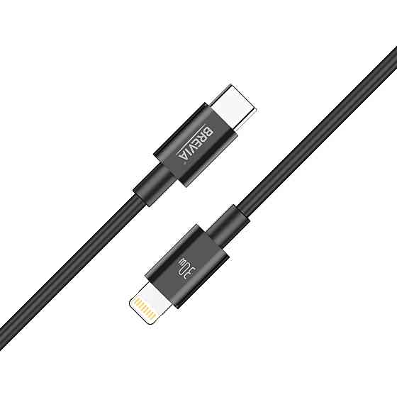 Кабель Brevia Type-C to Lightning 30W 1м, чорний ZIP (55100BCLZ1) Львів