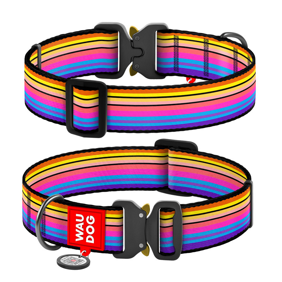Нашийник для собак нейлоновий WAUDOG Nylon з QR-паспортом, малюнок "Линія 1", металева пряжка-фастекс, Вінниця - фото 1
