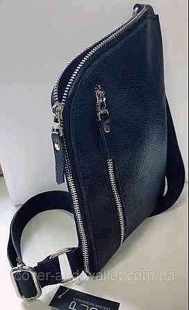 Кожаная мужская сумка слинг кобура на молнии PS Leather Киев