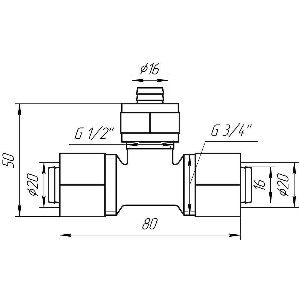 Трійник проміжний APE ITALY 731 L 20x16x20 Тернополь - изображение 3