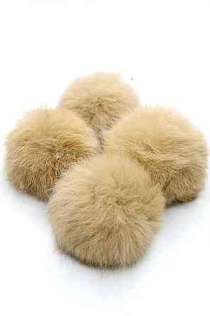 Помпони з натурального хутра кролика на нитці 6-7 см Малиновий Харків