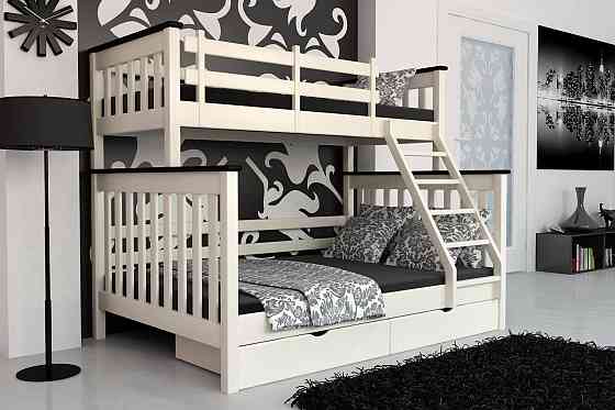 Двухъярусная детская кровать Mebigrand Скандинавия Айвори + Венге 140-90х200 см с ящиками (DMBG-2252) Днепр