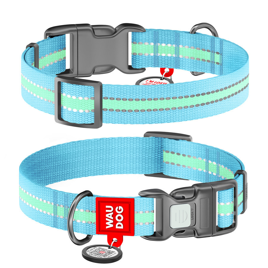 Нашийник для собак нейлоновий WAUDOG Nylon з QR паспортом, світлонакопичувальний/світловідбивний, пластиковий фастекс, Ш 25 мм, Київ - фото 2