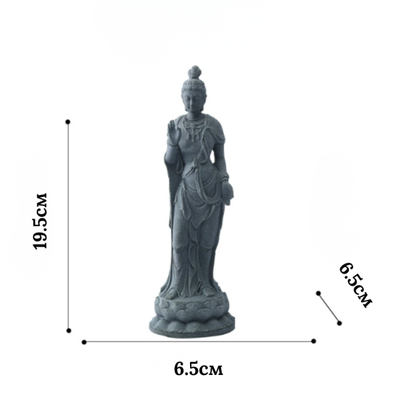 Статуетка Бодхісаттви Гуань Інь 19.5 х 6.5 см Полістоун для мікроландшафту, акваріуму, саду дзен та інтер'єру Одеса