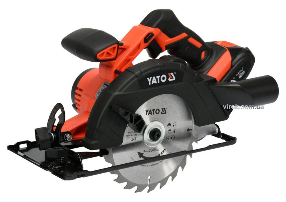 Пила дискова акумуляторна YATO Li-Ion, 18В, 2АГод для диска Ø=165/16мм з зарядн. пристроєм [2] Одесса - изображение 1