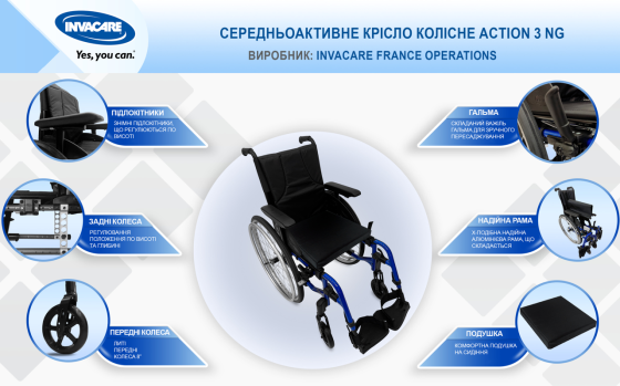 Середньоактивне крісло колісне Invacare Action 3 NG 40,5 см Дніпро