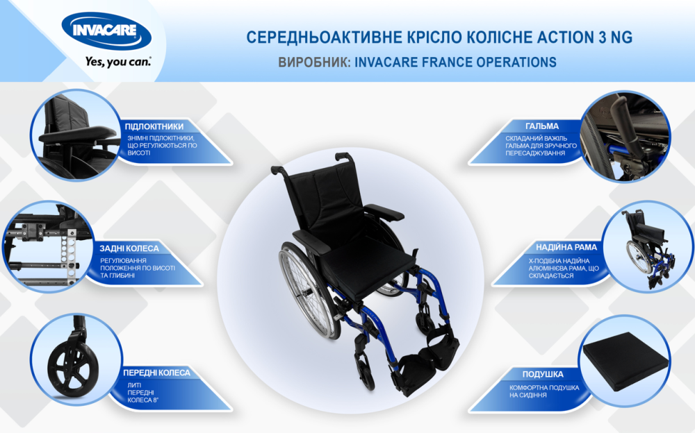 Среднеактивное кресло-коляска Invacare Action 3 NG 38 см 40.5 Днепр - изображение 5