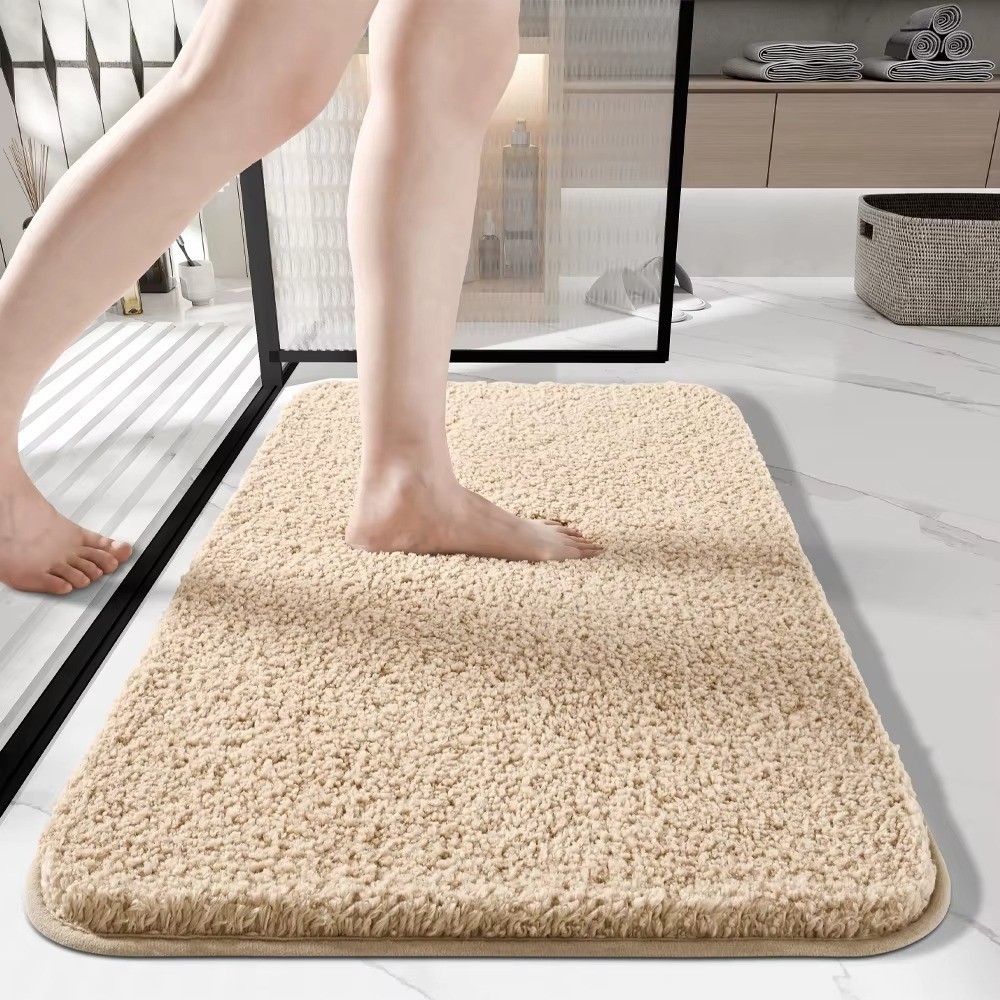 Коврик для ванной и душа коврик для ног в ванную,микрофибра атискользящий влаговпитывающий однотонный 50х80 см,beige Каменец-Подольский - изображение 5