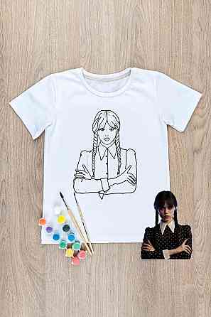 Футболка-розмальовка дитяча Венздей, топ 128 Крохатушка одяг Київ