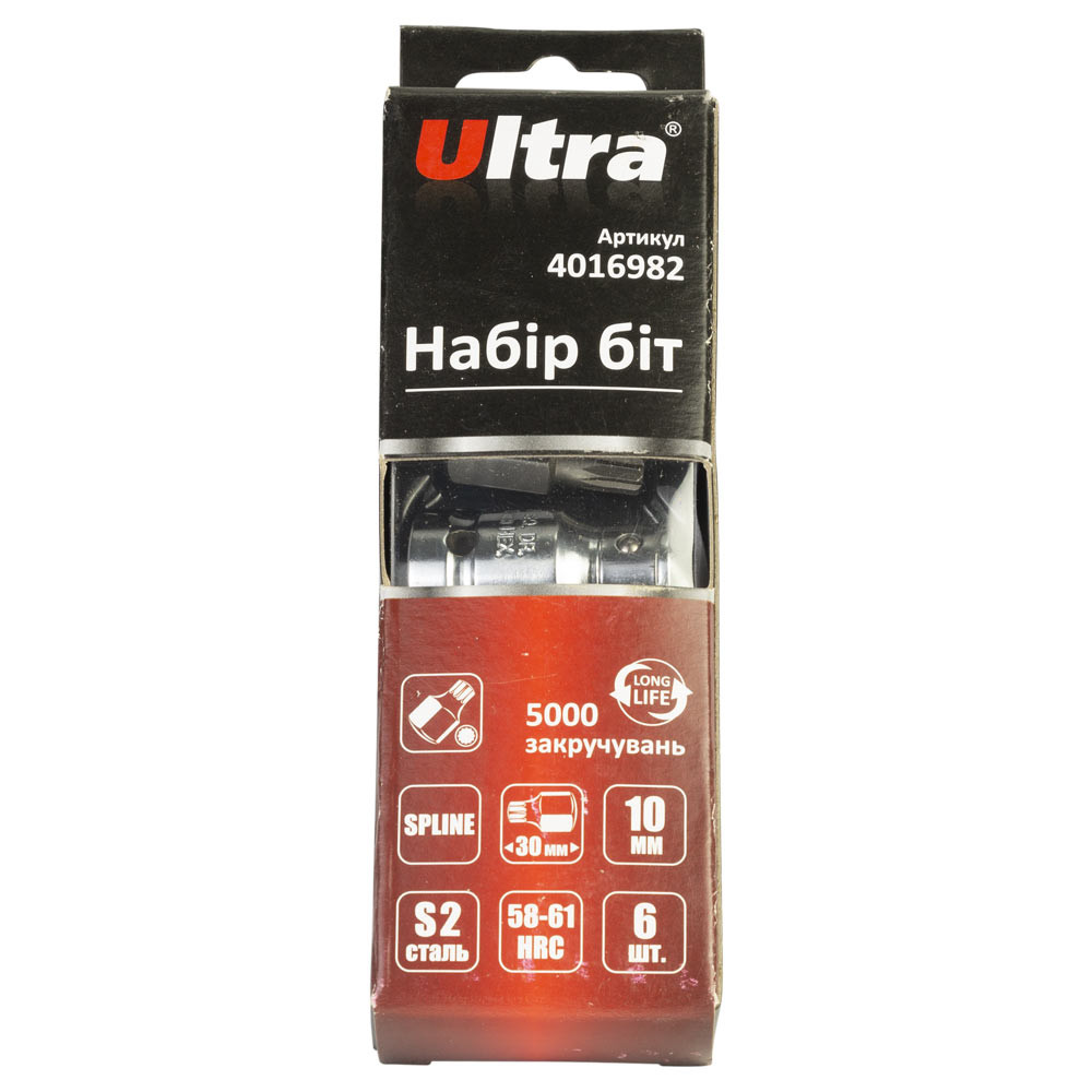 Ultra Набор бит Spline 10мм 6шт S2 (пласт кейс) ULTRA (4016982) Київ - фото 1