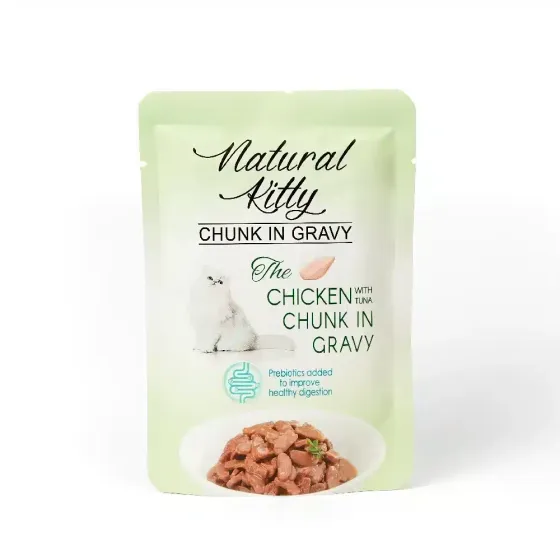 Вологий корм для котів Natural Kitty Chunk in Gravy Chicken with Tuna шматочки курки та тунця з курячою печінкою у соусі, 85 г Вінниця