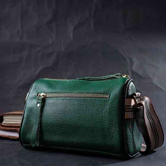 Жіноча сумка з оригінальною прикрасою з натуральної шкіри Vintage 22261 Зелена Київ