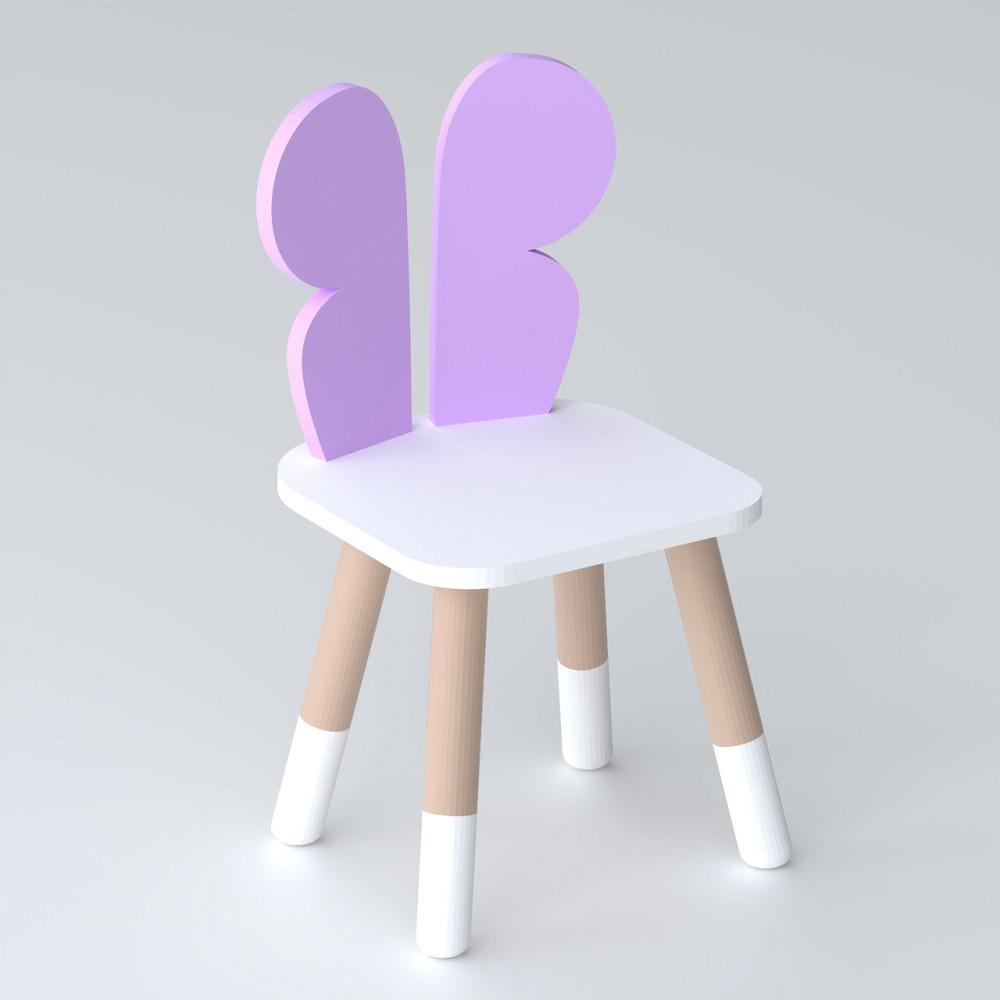 Дитячий стільчик метелик 26.5х26х25см, стілець у дитячу кімнату до 7 років, білий з фіолетовим Київ - фото 1