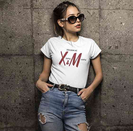 Біла жіноча футболка з написом Х and М Чернівці