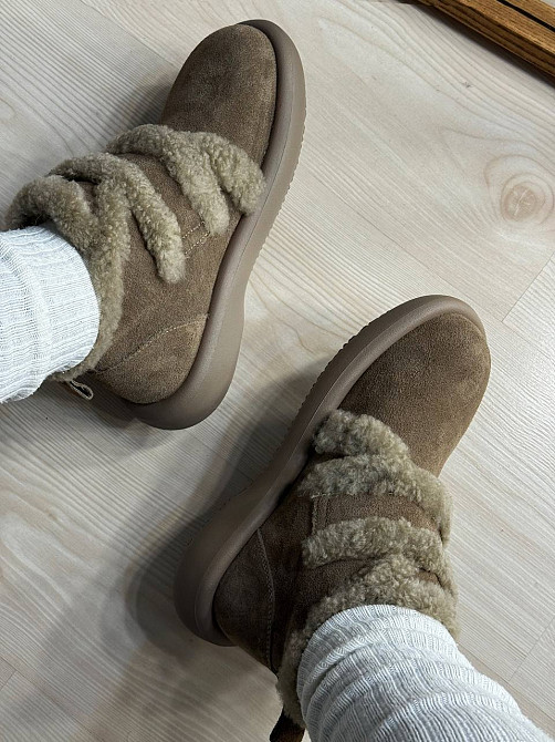 Ботинки женские Hengji 13-3 угги замшевые на меху с опушкой бежевые, 41, 25,5 см Киев - изображение 9