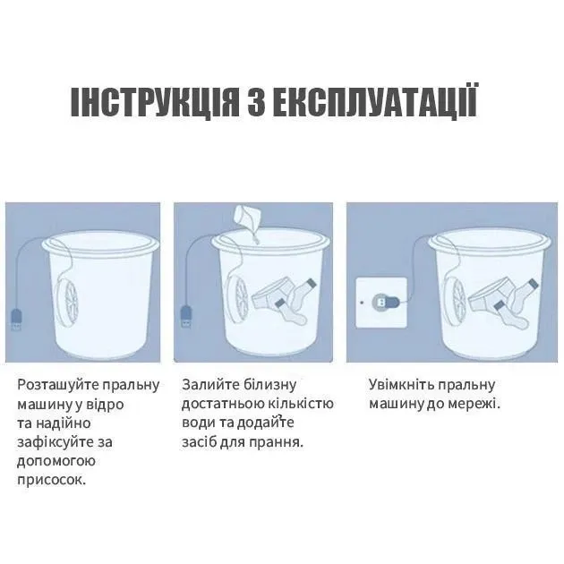 Ультразвуковая портативная мини стиральная машинка Turbine Wash, от USB и повербанка Одесса - изображение 5