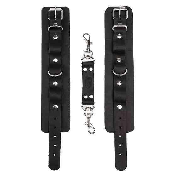 Наручники из натуральной кожи Flirty Leather - Black, KC00020 Sex Aura Киев