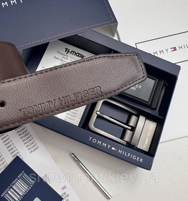 Чоловічий шкіряний ремінь із двома пряжками TH (067) Київ - фото 9