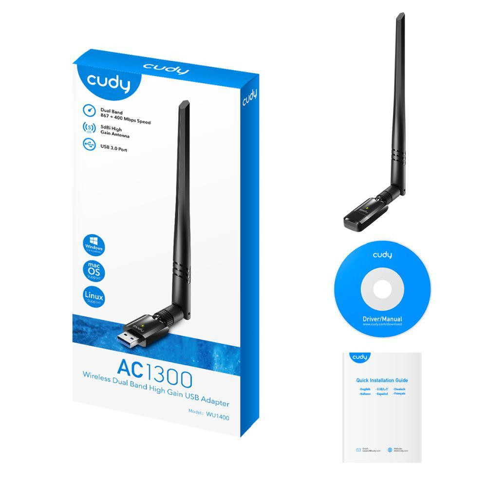 Адаптер WiFi 5 Cudy WU1400 дводіапазонний з USB 3.0 (73-00546) Київ - фото 8