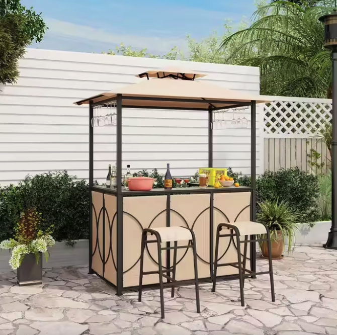 Альтанка Costway Naro з грилем і 2 барними стільцями бежевий Київ - фото 2