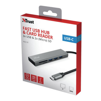 Концентратор Trust HALYX FAST 3USB+CARD READER USB-C ALUMINIUM (24191_TRUST) Винница - изображение 7