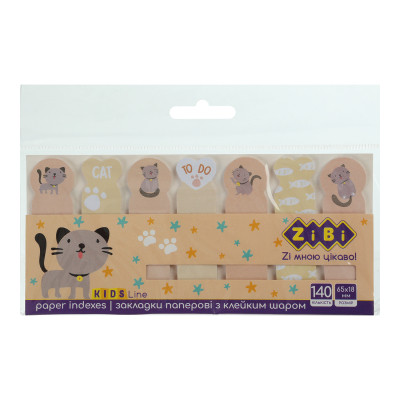 Стикер-закладка ZiBi бумажные Grey Cat с клейким слоем 68х20 мм 7 х 20 листов (ZB.15103) Винница - изображение 1