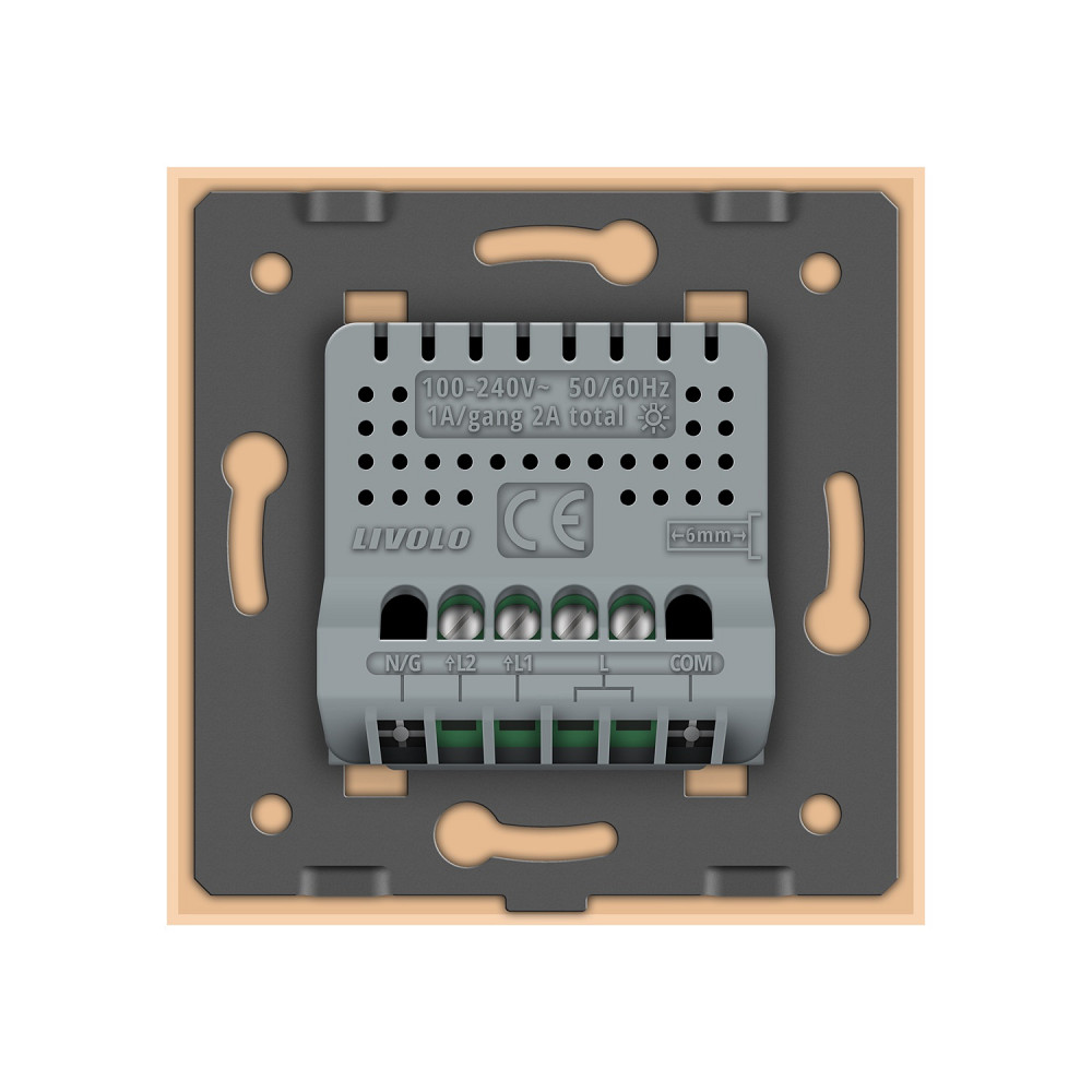 LIVOLO Розумний сенсорний ЕС вимикач 2 сенсори LIVOLO золотий матове скло Коломия - фото 8