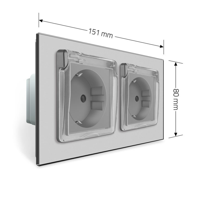 LIVOLO Подвійна електрична розетка вологозахисна з кришкою IP44 з заземленням, LIVOLO, сіра, ск Коломия - фото 10