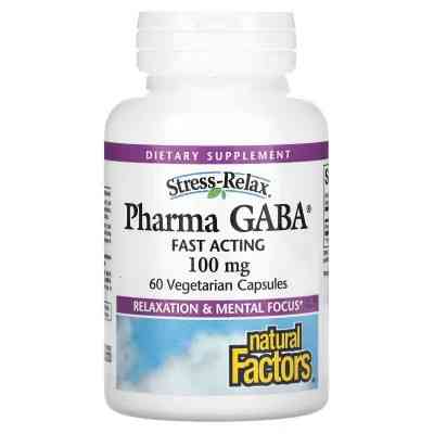 Амінокислота Natural Factors GABA (Гамма-аміномасляна кислота), 100 мг, Stress Relax, Pharma GABA, 6 (NFS-02836) Вінниця