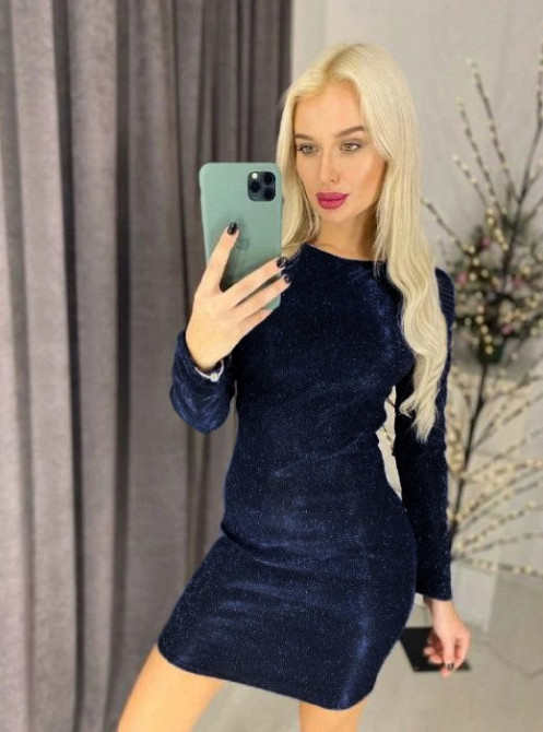 Вечірнє плаття з люрексом "Minor" | Розпродаж моделі 48, Темно-синій Київ - фото 1