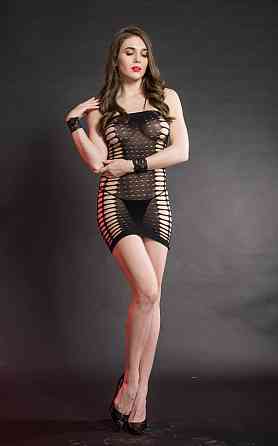 Еротичний бодістокінг сексуальна сукня, білизна мереживна сітка, універсальний розмір зріст: 145-185 см, One Size чорний, 6051 Кам'янець-Подільський