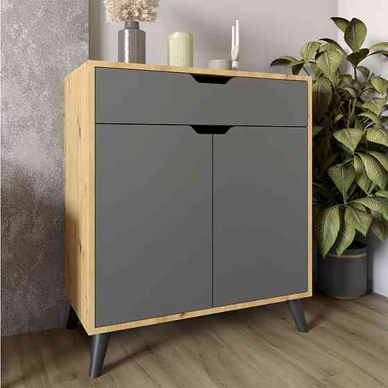 Комод в гостиную с черными ножками М-ЗОН Борн 750 Дуб Артизан/Антрацит (MZN-031049) Львов