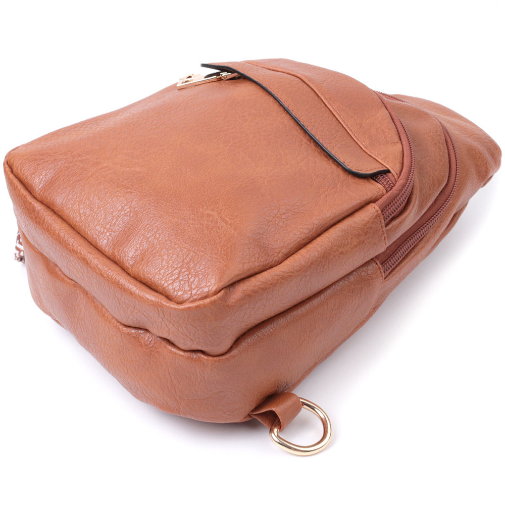 Практична жіноча сумка через плече з отвором для навушників з екошкіри Vintage 22789 Рудий Київ - фото 6