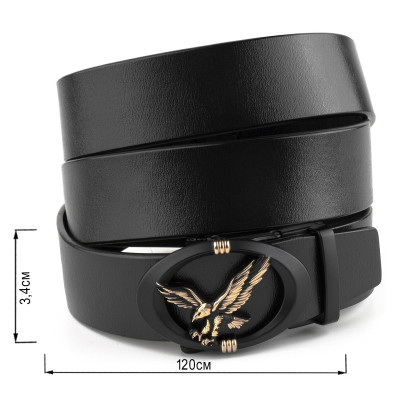 Ремень Vintage Мужской с пряжкой автомат с силуэтом орла Черный (20297) Винница - изображение 3