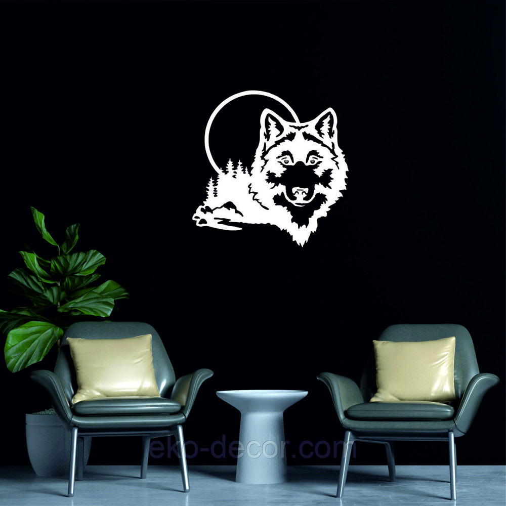Декоративне настінне Панно «Вовк», Декор на стіну 90*90 см, Білий Київ - фото 3